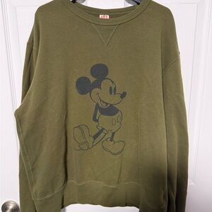 Disney Olive Crewneck Sweater with Mickey Mouse